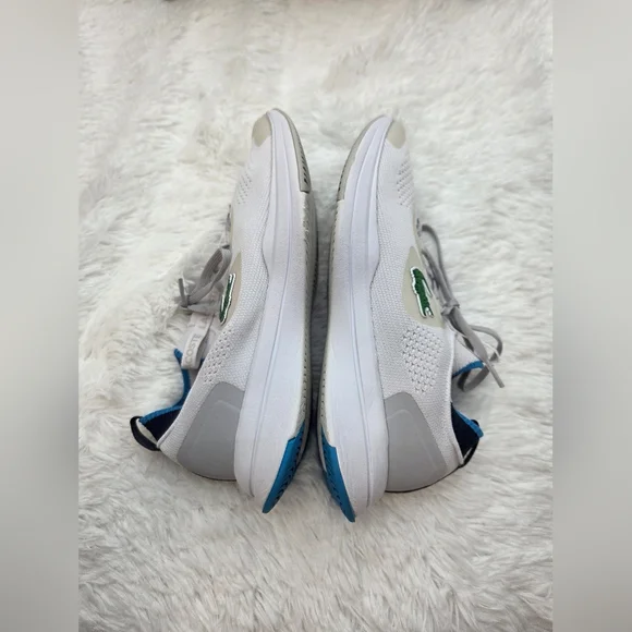 Lacoste Run Spin Knit Sneakers White Blue Athletic Shoes Size 8 - Picture 7 of 11